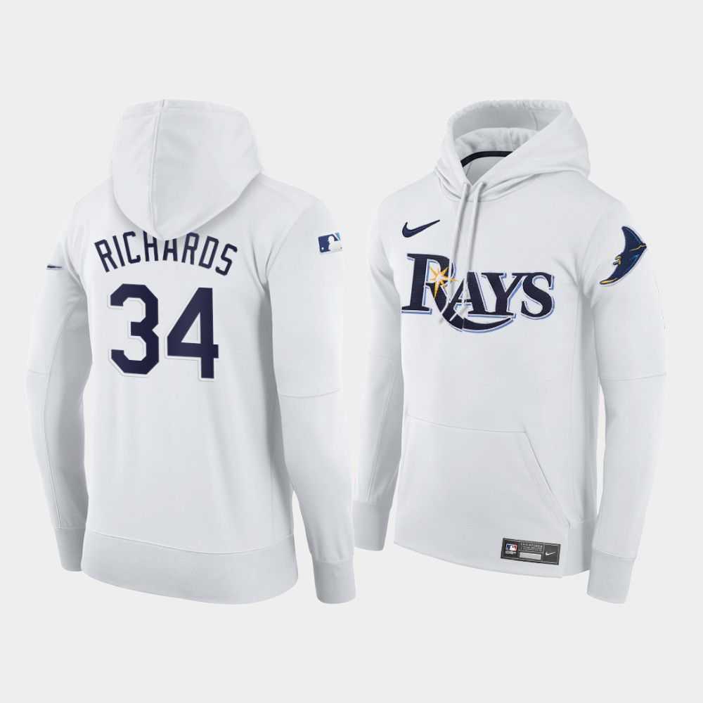 Men Tampa Bay Rays 34 Richards white home hoodie 2021 MLB Nike Jerseys